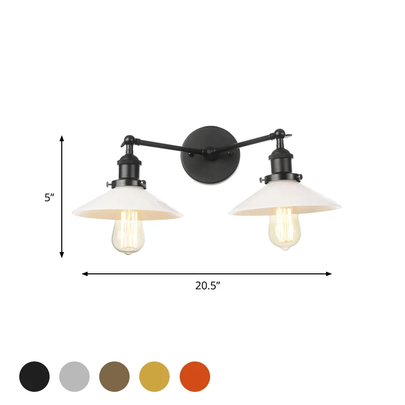 Apparecchio di illuminazione per applique vetro opale cono d'epoca sospensione parete 2 luci bronzo/rame/ottone