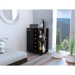Carrello da bar, con portabottiglie e ruote 82,1 cm L X 60 cm P X 37,5 cm P Nero