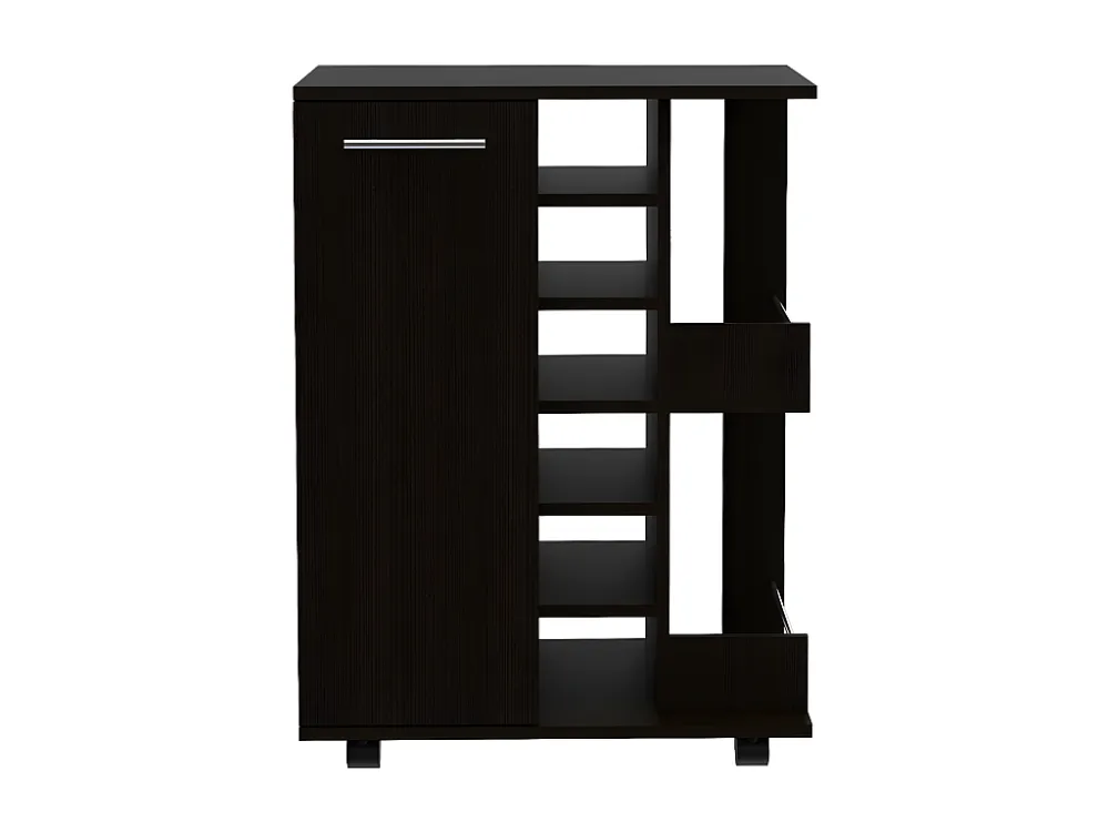 Carrello da bar, con portabottiglie e ruote 82,1 cm L X 60 cm P X 37,5 cm P Nero