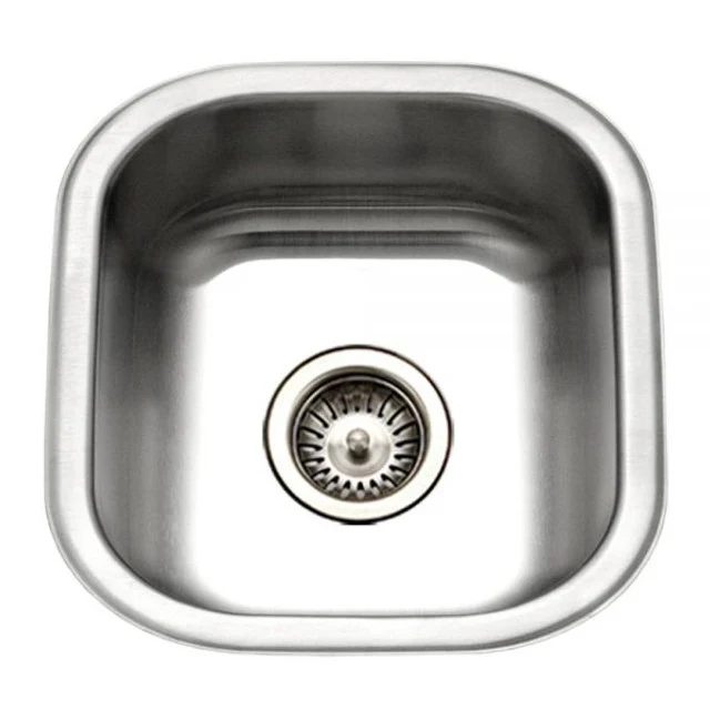 Houzer Club Series 17" Stainless Steel Square Undermount Semplice Bowl Bar/Prep Sink, includes Strainer