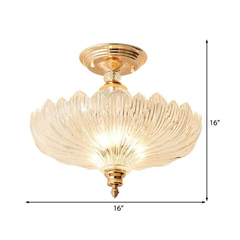 Lampada semi-incasso cristallo smerlato classico 3 luci nero/oro per sala da pranzo, larghezza 12"/16"