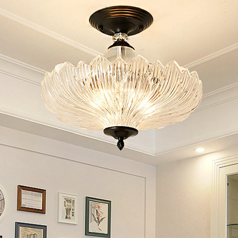 Lampada semi-incasso cristallo smerlato classico 3 luci nero/oro per sala da pranzo, larghezza 12"/16"