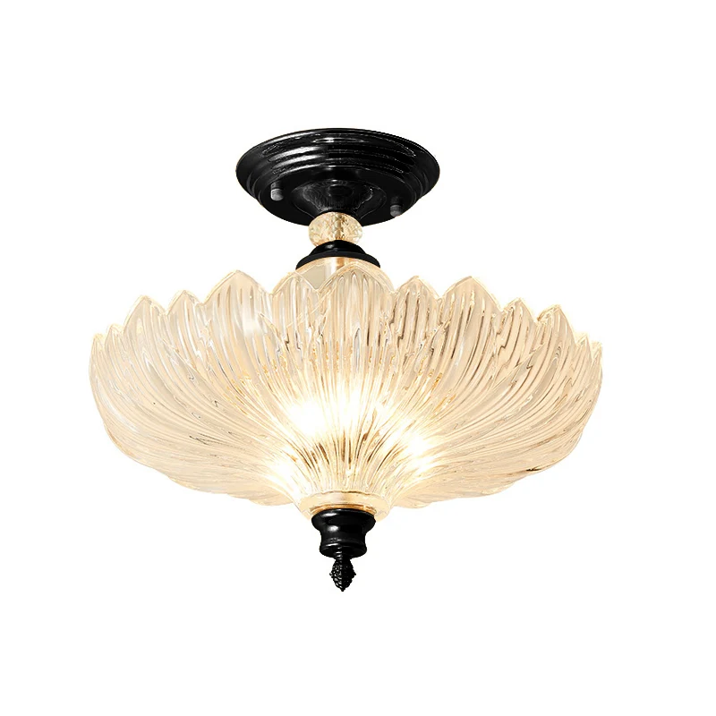 Lampada semi-incasso cristallo smerlato classico 3 luci nero/oro per sala da pranzo, larghezza 12"/16"