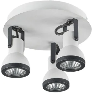 Plafoniera 3 fuochi metallo bianco e nero ø 21 cm BARO