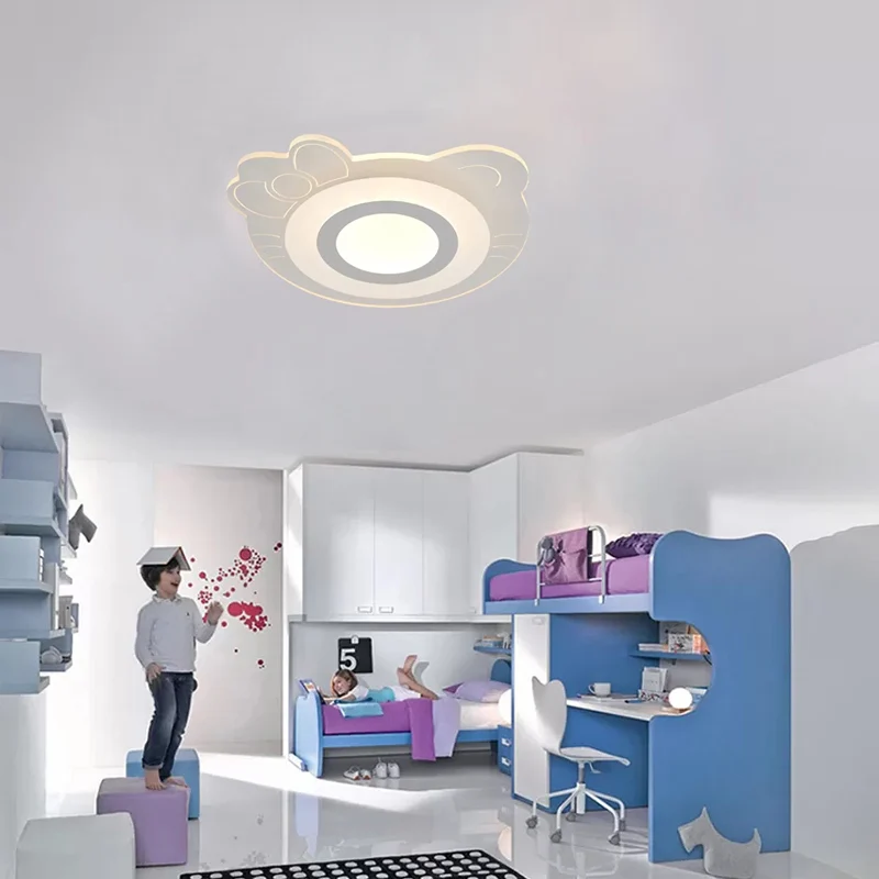 Plafoniera LED creativa per sala giochi con fiocco acrilico per gattino, luce da incasso, bianco