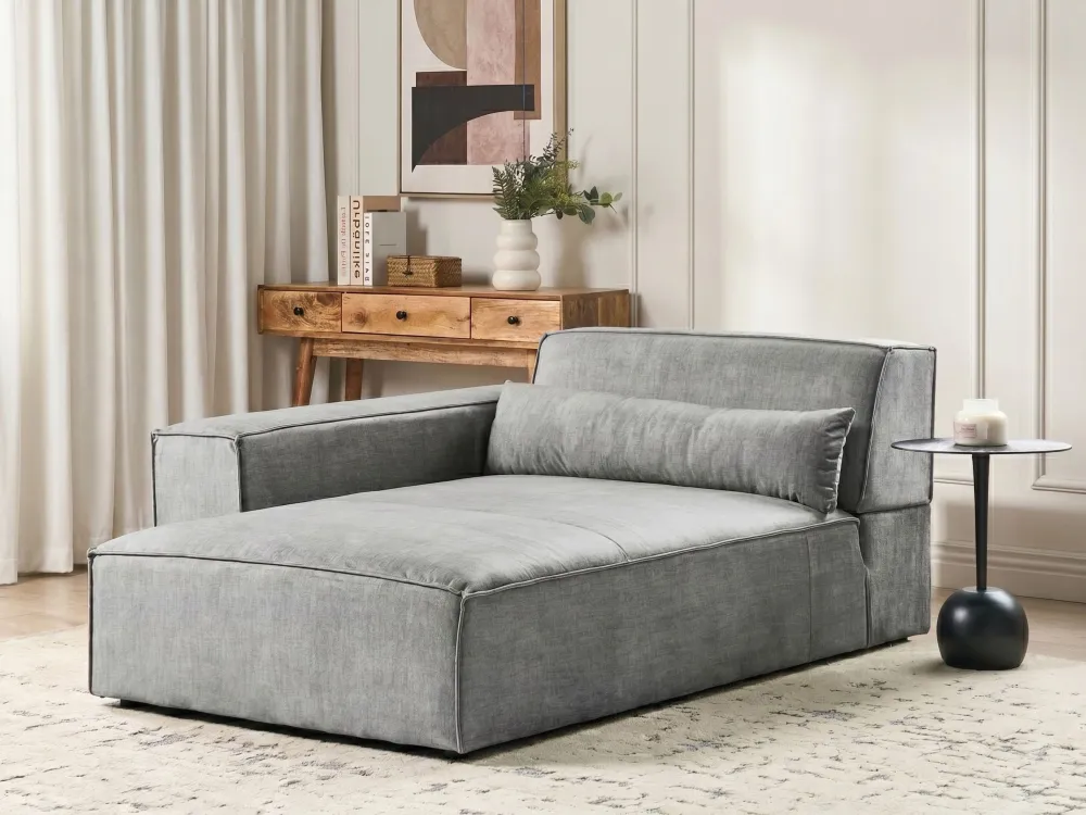 Right Hand Fabric Chaise Lounge Grey HELLNAR