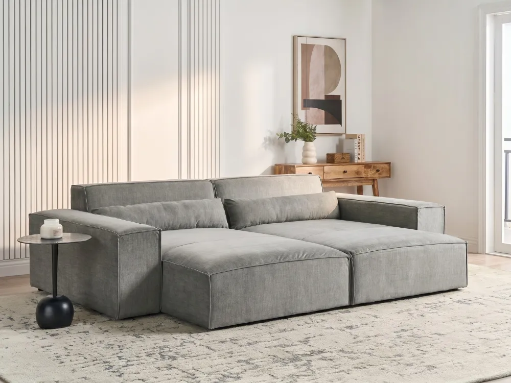Right Hand Fabric Chaise Lounge Grey HELLNAR