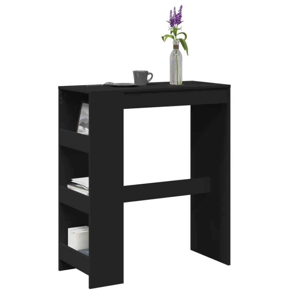Tavolo Bar con Rastrelliera Nero 90x40x103,5 cm Multistrato con Garanzia 2 Anni