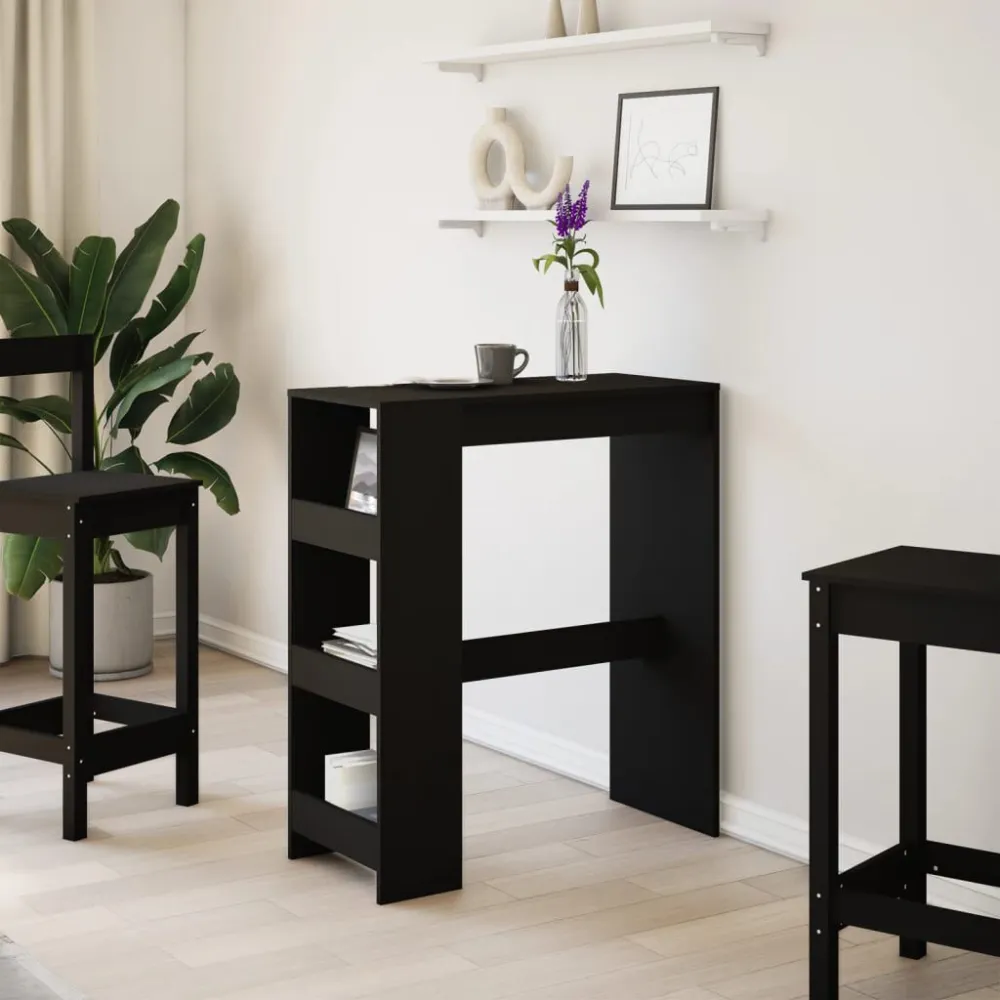 Tavolo Bar con Rastrelliera Nero 90x40x103,5 cm Multistrato con Garanzia 2 Anni