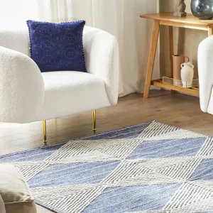 Wool Area Rug 160 x 230 cm Light Beige and Blue DATCA