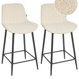 Bar Chair Set 2 Boucle Light Sabbia DUBROVNIK