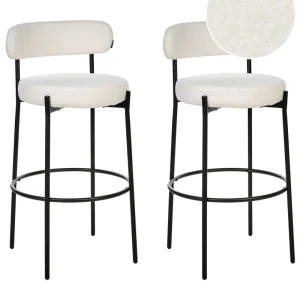 Bar Chair Set 2 Boucle White ALLISON