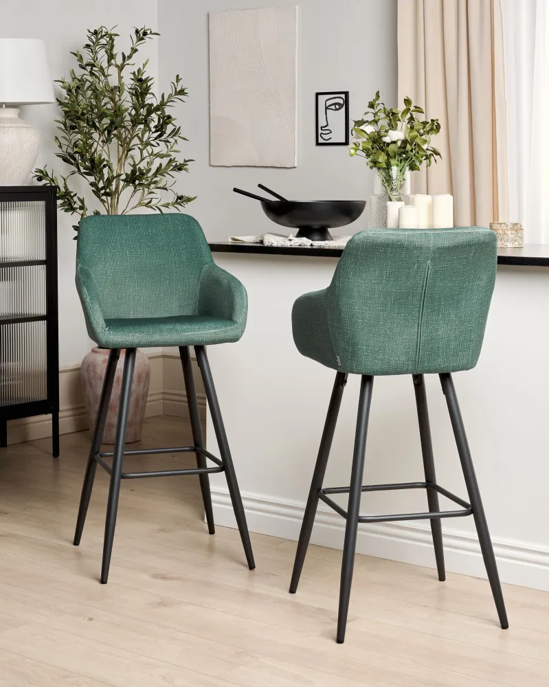 Bar Chair Set 2 velluto Dark Green CASMALIA