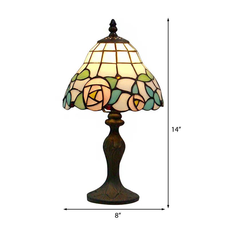Lampada da tavolo rosa Lampada d'accento 1 luce vetro colorato rustico bianco e rosa per comodino