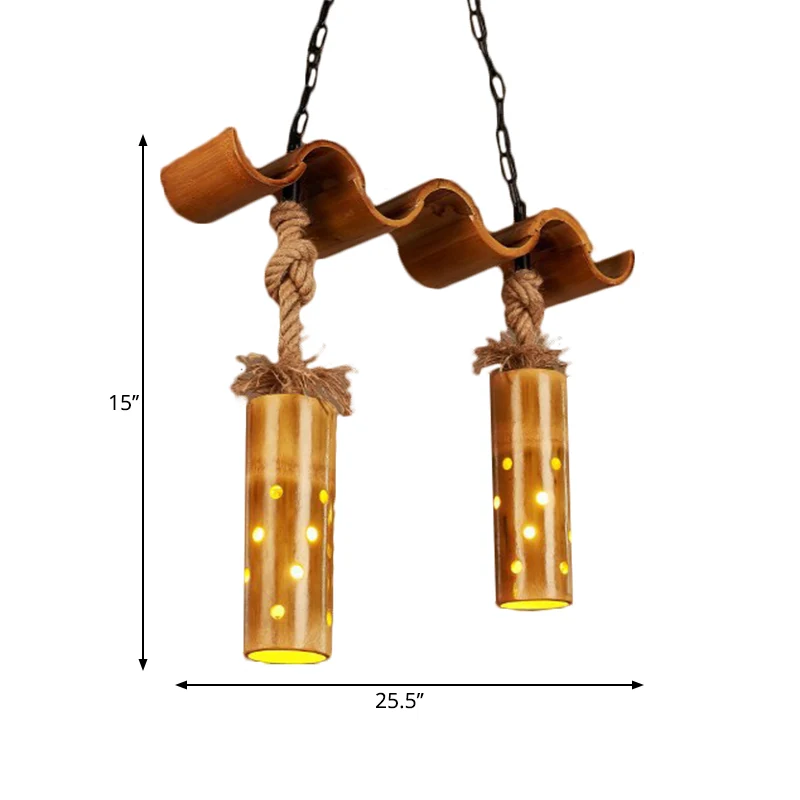 Lampadario Sospensione Cilindro Plafoniera Ferro Stile Retrò Colore Marrone per Bar Bistrot