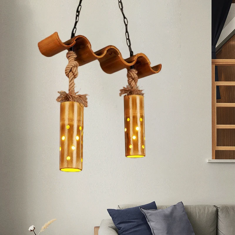 Lampadario Sospensione Cilindro Plafoniera Ferro Stile Retrò Colore Marrone per Bar Bistrot