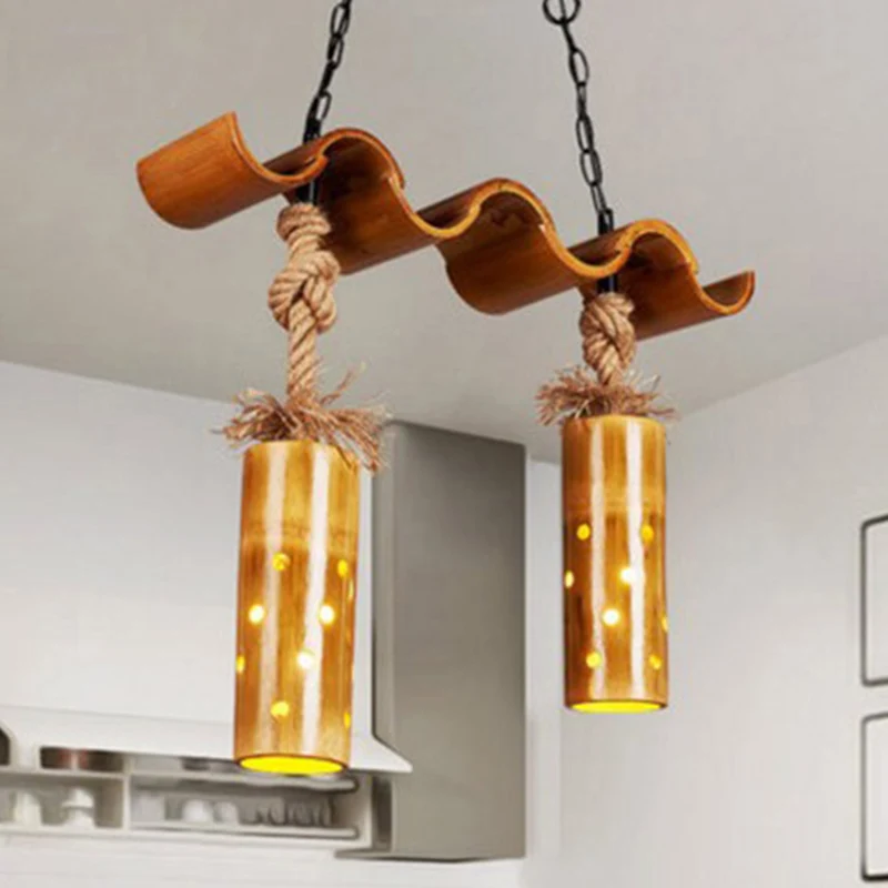Lampadario Sospensione Cilindro Plafoniera Ferro Stile Retrò Colore Marrone per Bar Bistrot