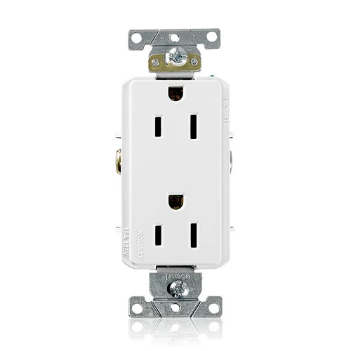 Leviton 15A 125V Decora Plus Duplex Receptacle Outlet White 16252-W