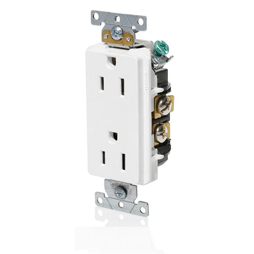 Leviton 15A 125V Decora Plus Duplex Receptacle Outlet White 16252-W