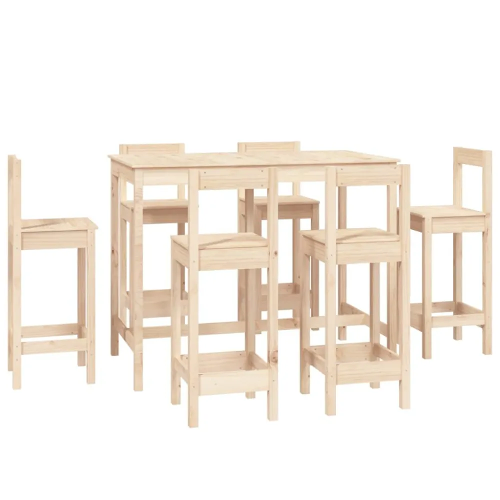 Set da Bar 7 pz Legno Massello di Pino