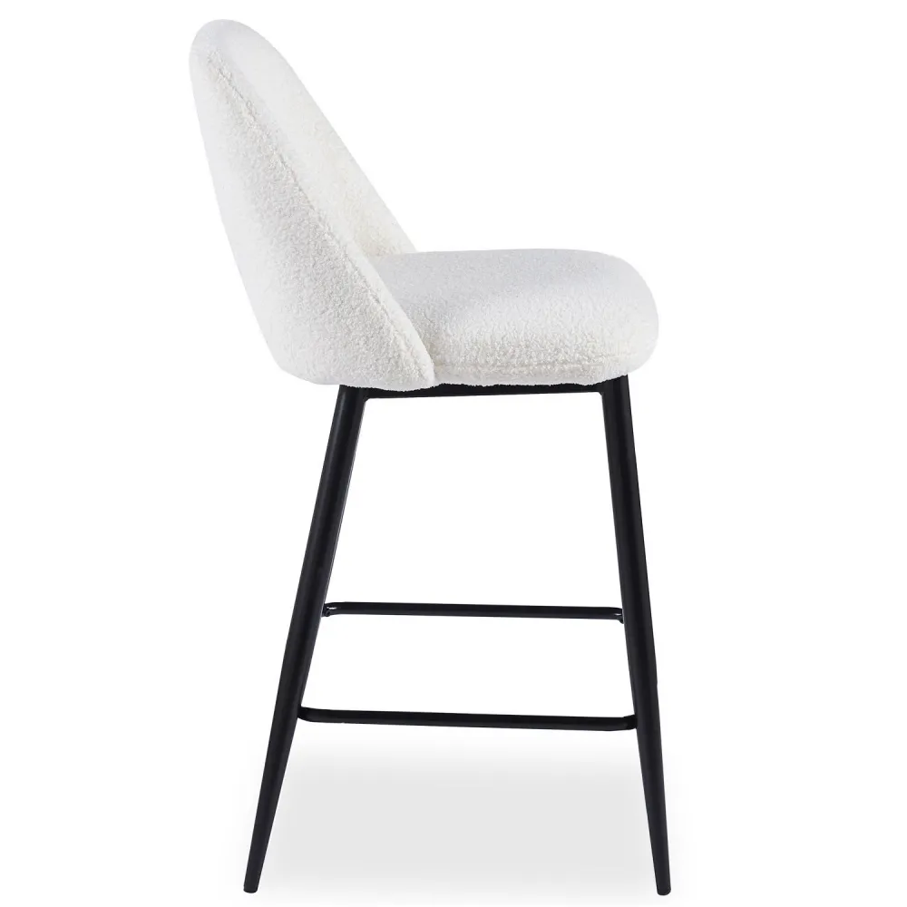 Set di 2 sedie da bar Ecuador metallo nero con tessuto bouclette crema