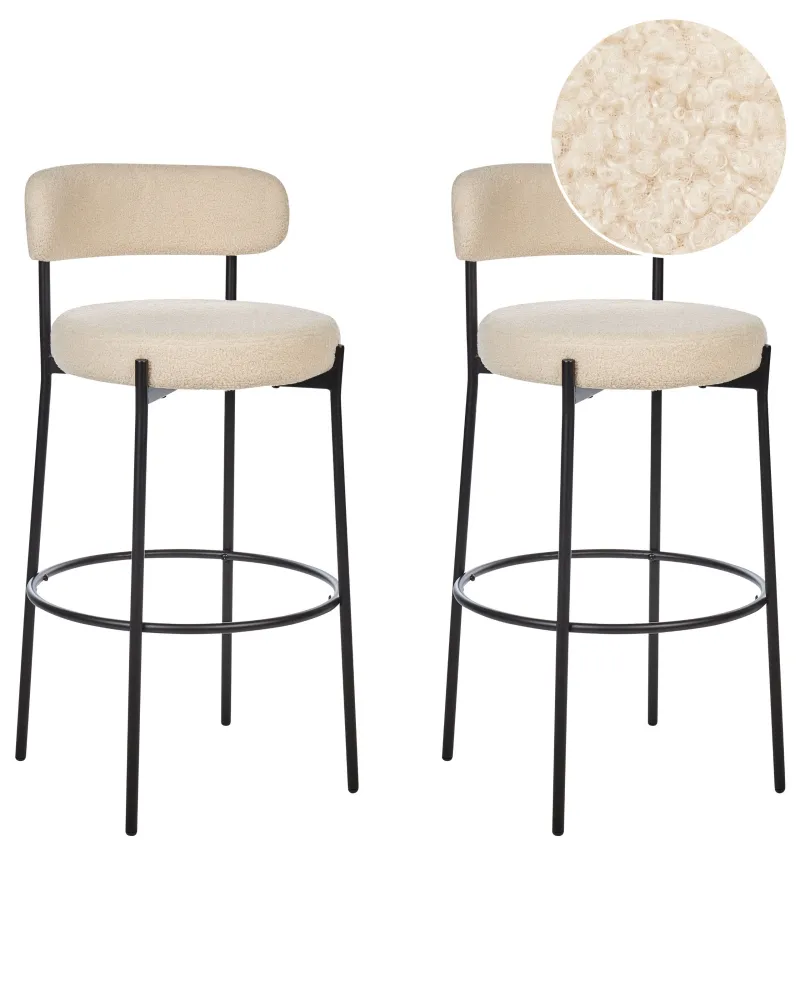 Sgabello da bar Set di 2 Bouclé Beige palese ALLISON
