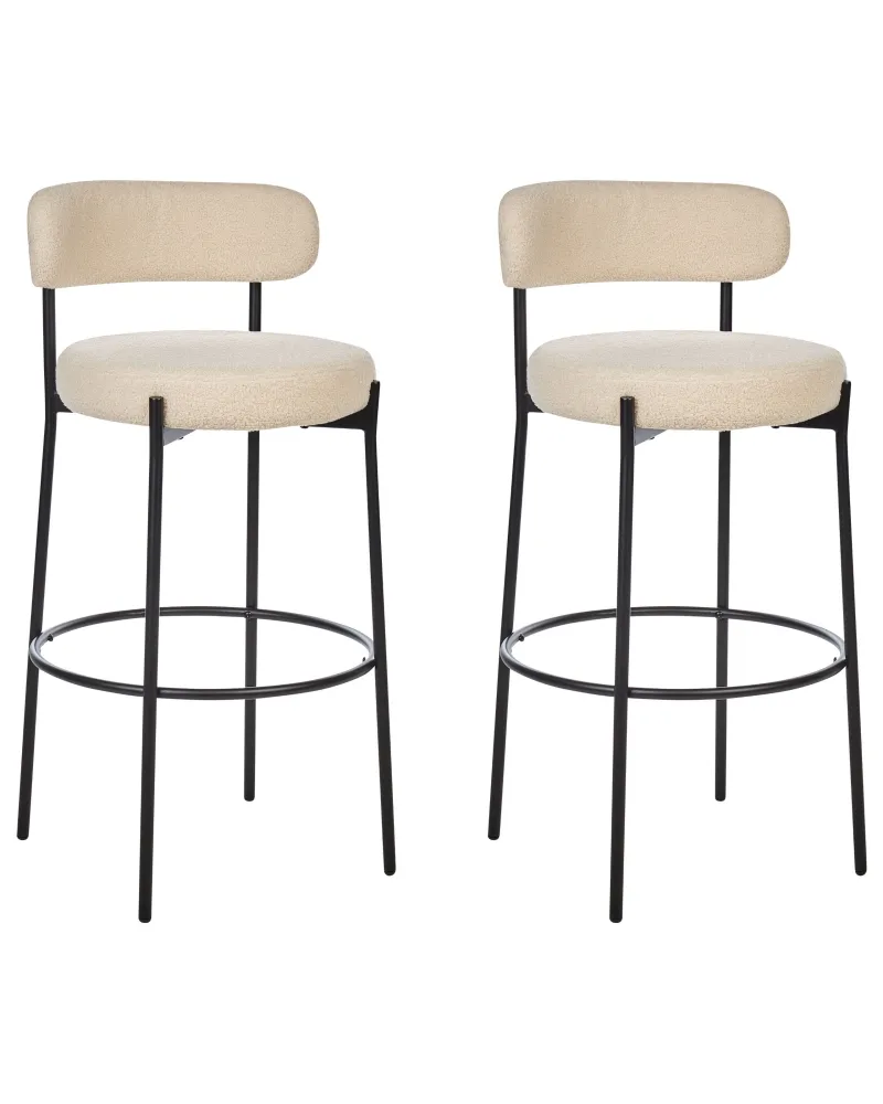 Sgabello da bar Set di 2 Bouclé Beige palese ALLISON