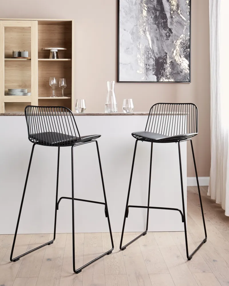 Sgabello da bar Set di 2 Metallo Nero PENSACOLA