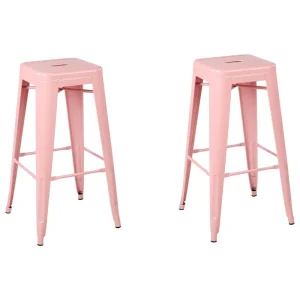 Sgabello da bar Set di 2 Metallo Rosa CABRILLO