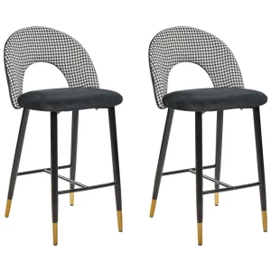 Sgabello da bar Set di 2 Velluto Nero-Bianco FALTON