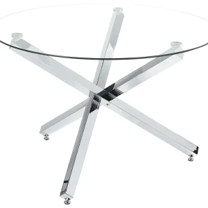 Tavolo da pranzo vetro e metallo argento ⌀ 110 cm BUTLER