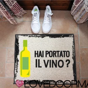Zerbino Stile – Hai Portato il Vino Bianco? – LOVEDOORMAT, Personalizzabile Pvc, Fondo Gomma, 100% Impermeabile