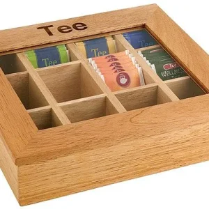 Scatola da tè APS con 12 scomparti 31 x 28 cm altezza: 9 cm scatola legno distinto con finestra trasparente acrilico 11775