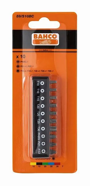 Set di punte Bahco 10 pz supporto di plastica con clip da cintura 59/S10BC