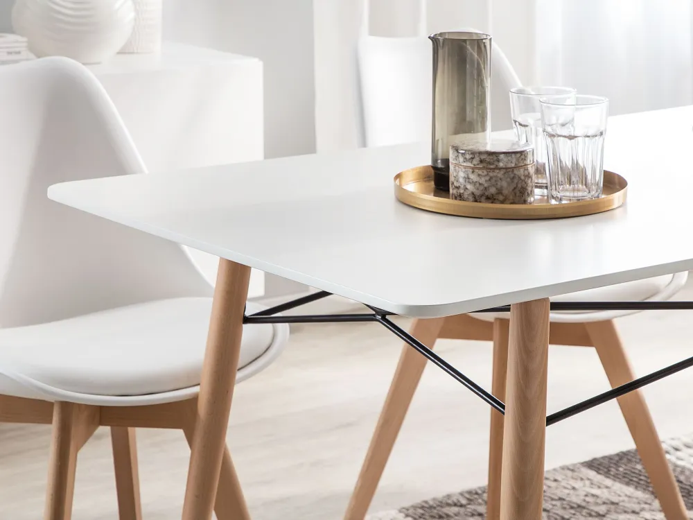 Centrotavola Decorativo Tavolo da pranzo legno limpido e bianco 140 x 80 cm BIONDI
