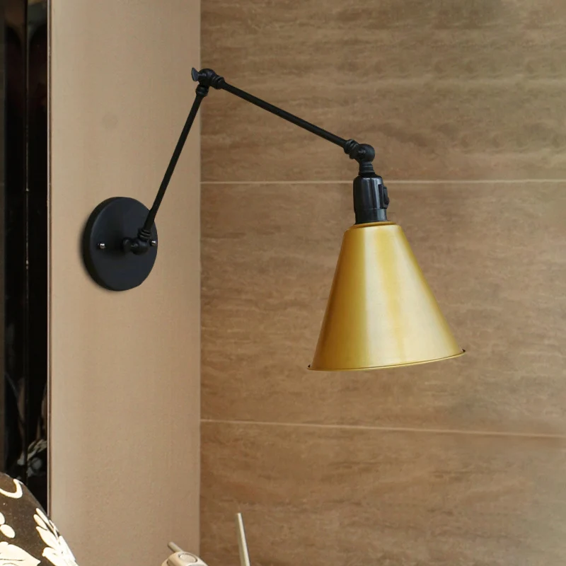 Lampada da parete per tavolo da pranzo cono, antica ed elegante, ferro battuto, con 1 testa, lampada da parete nera/bianca