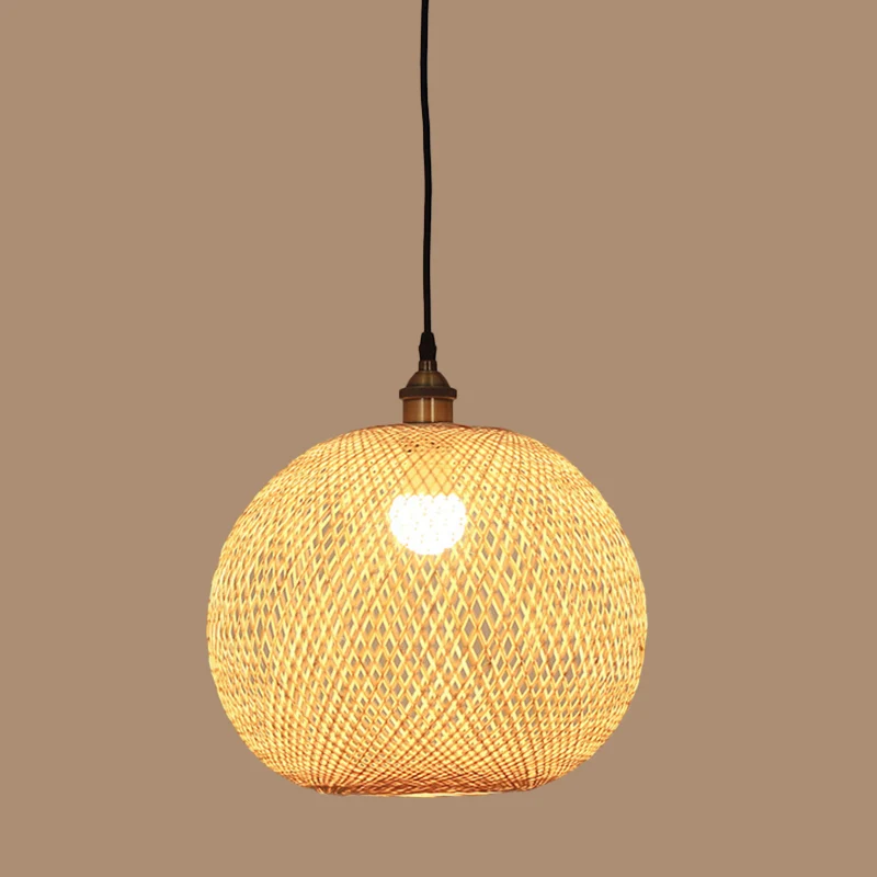 Lampada sospensione per sala da pranzo da 12"/14"/21,5" W 1 lampadina Lampada sospensione panna asiatica con paralume bamb...