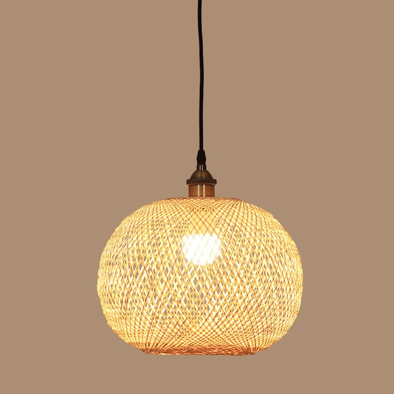 Lampada sospensione per sala da pranzo da 12"/14"/21,5" W 1 lampadina Lampada sospensione panna asiatica con paralume bamb...