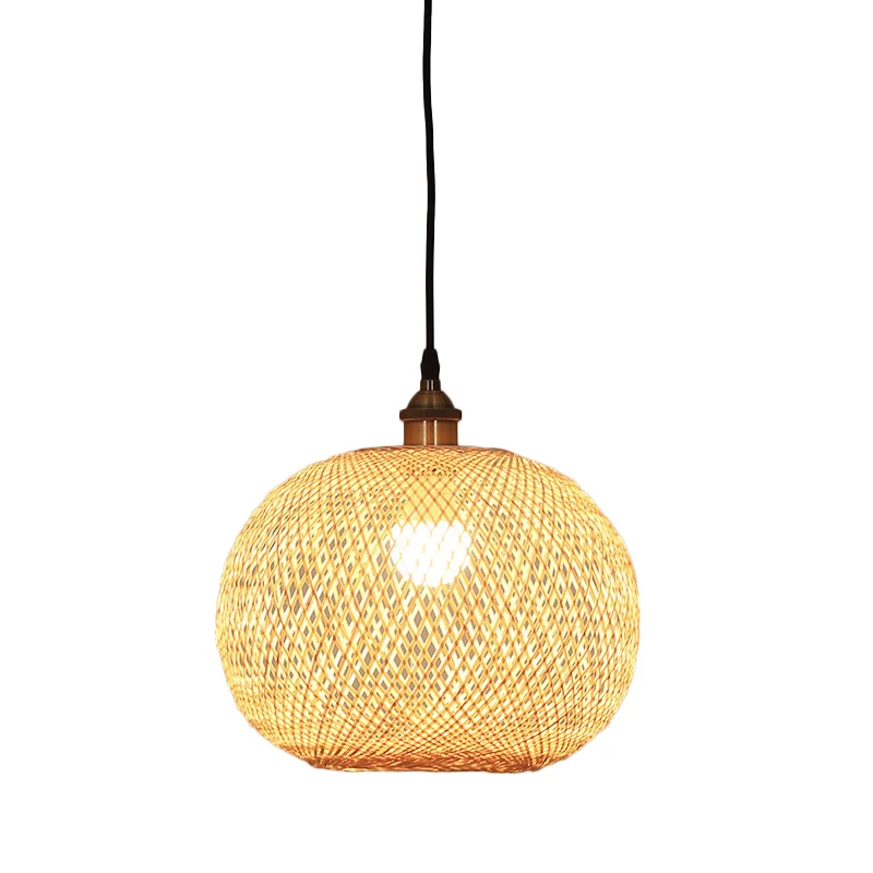 Lampada sospensione per sala da pranzo da 12"/14"/21,5" W 1 lampadina Lampada sospensione panna asiatica con paralume bamb...