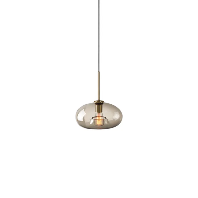 Lampada sospensione per sala da pranzo 1 luce con paralume vetro trasparente ovale/tamburo/cilindro Lampada sospensione mo...