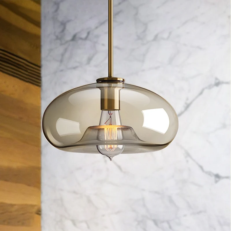 Lampada sospensione per sala da pranzo 1 luce con paralume vetro trasparente ovale/tamburo/cilindro Lampada sospensione mo...