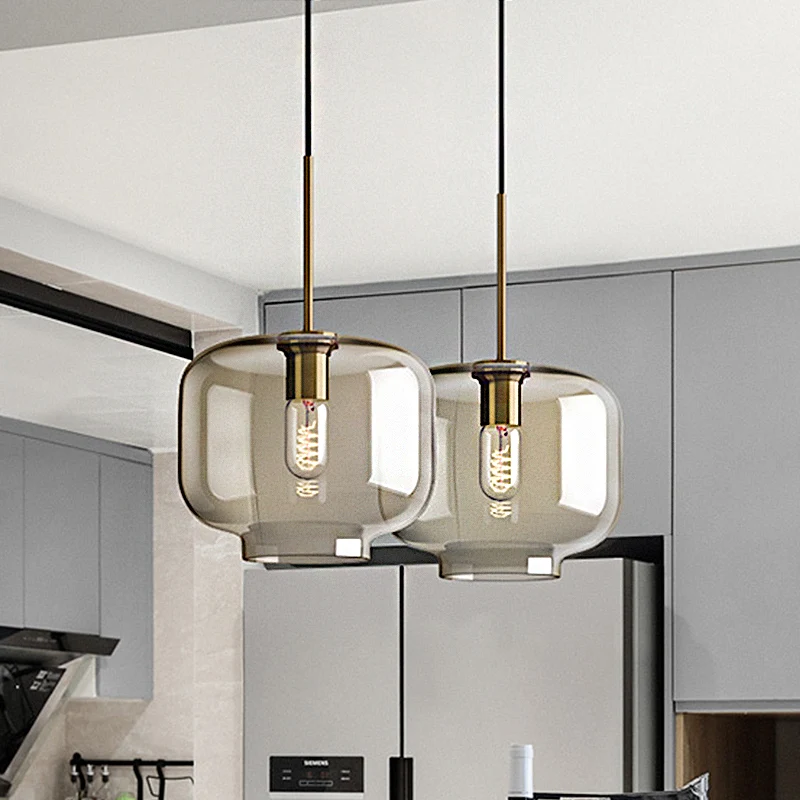 Lampada sospensione per sala da pranzo 1 luce con paralume vetro trasparente ovale/tamburo/cilindro Lampada sospensione mo...