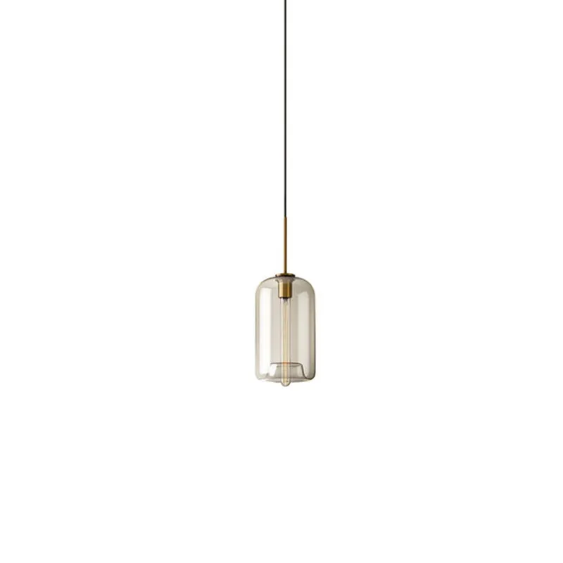Lampada sospensione per sala da pranzo 1 luce con paralume vetro trasparente ovale/tamburo/cilindro Lampada sospensione mo...