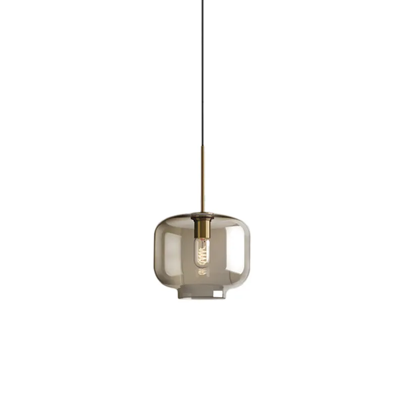 Lampada sospensione per sala da pranzo 1 luce con paralume vetro trasparente ovale/tamburo/cilindro Lampada sospensione mo...
