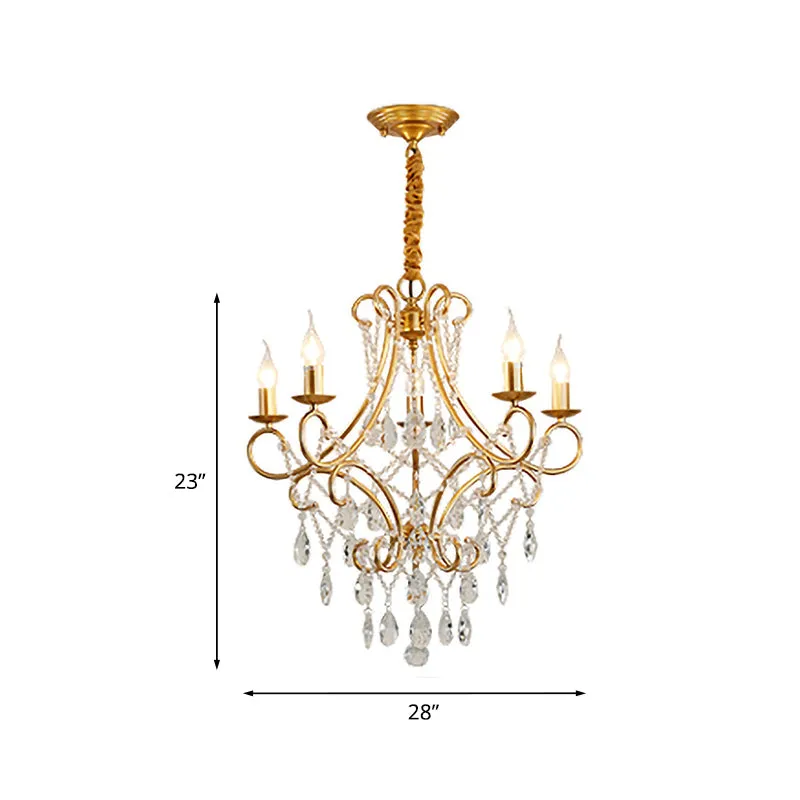 Lampadario braccio di scorrimento stile candela dorata Lampadario sospensione soffitto cristallo vittoriano 5/6 lampadine...