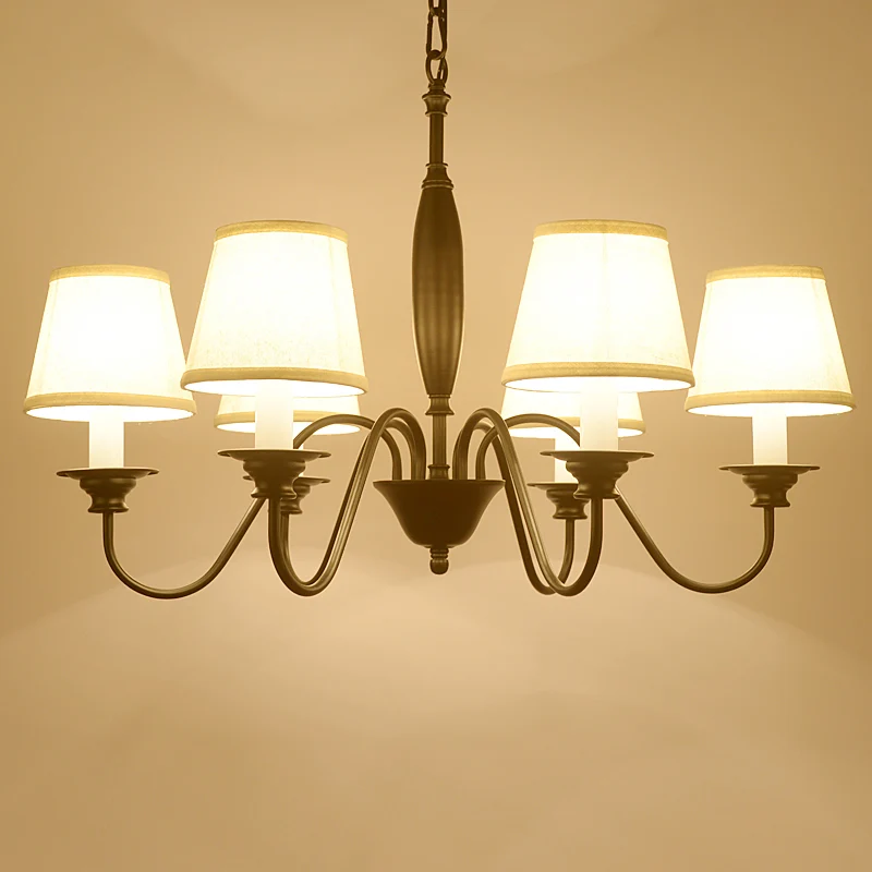 Lampadario candela nera Lampada sospensione per ristorante tessuto rustico con paralume tessuto affusolato