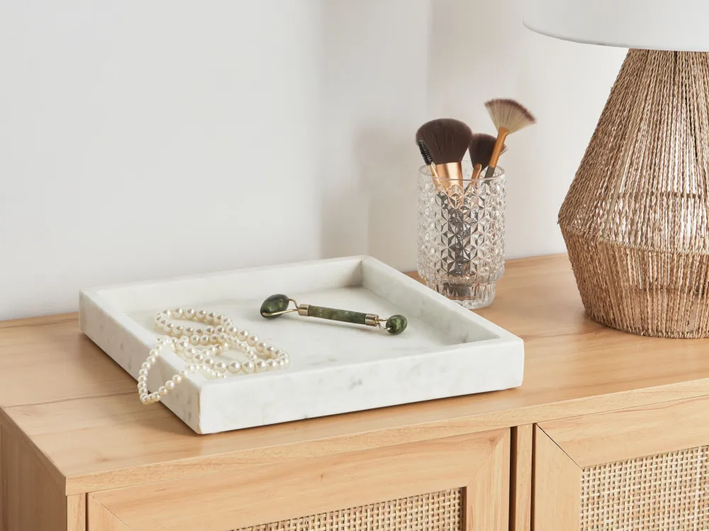 Marble Decorative Tray Square White KATERINI per Matrimonio