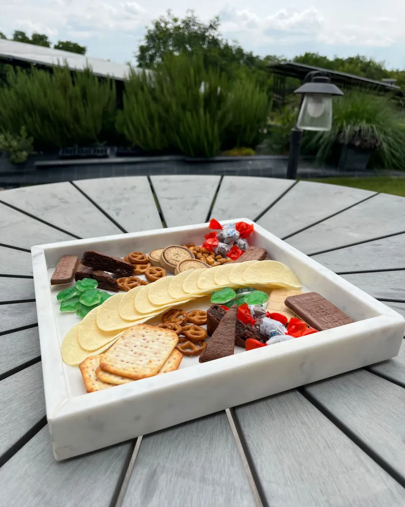 Marble Decorative Tray Square White KATERINI per Matrimonio