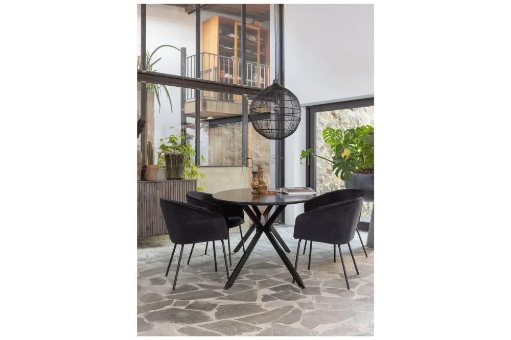 Portabottiglie Elegante Tavolo da pranzo ovale nero Bruno Woood - 220cm