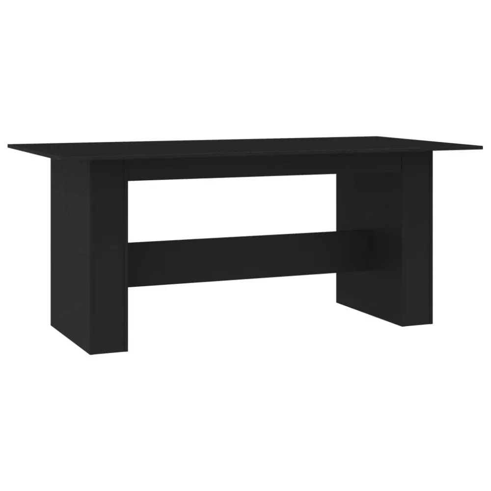 Set di Piatti Tavolo da Pranzo Nero 180x90x76 cm Legno Multistrato